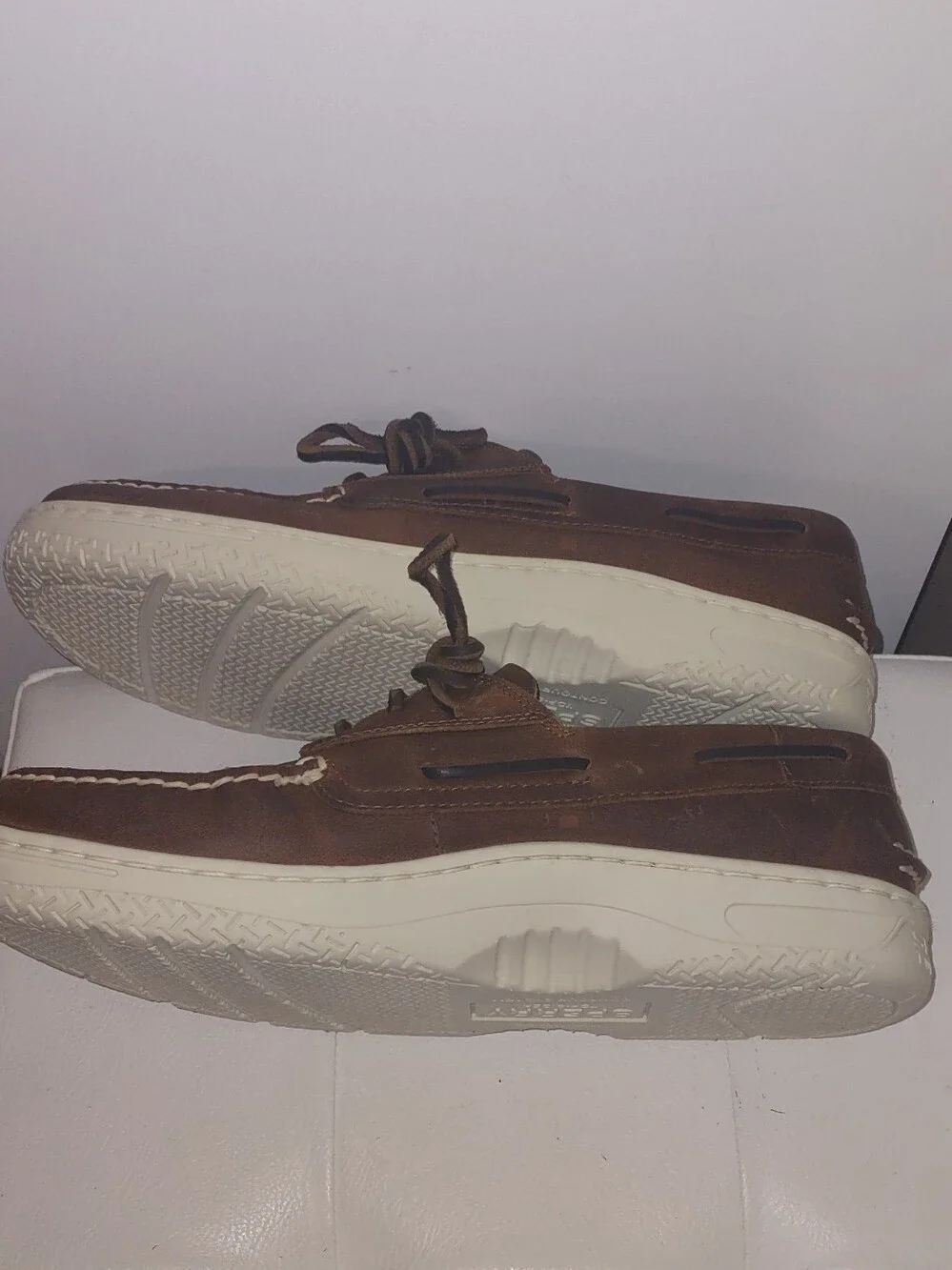 Sperry Billfish Plushwave Dark Brown Leather Boat Shoes Mens Size 10M VGUC